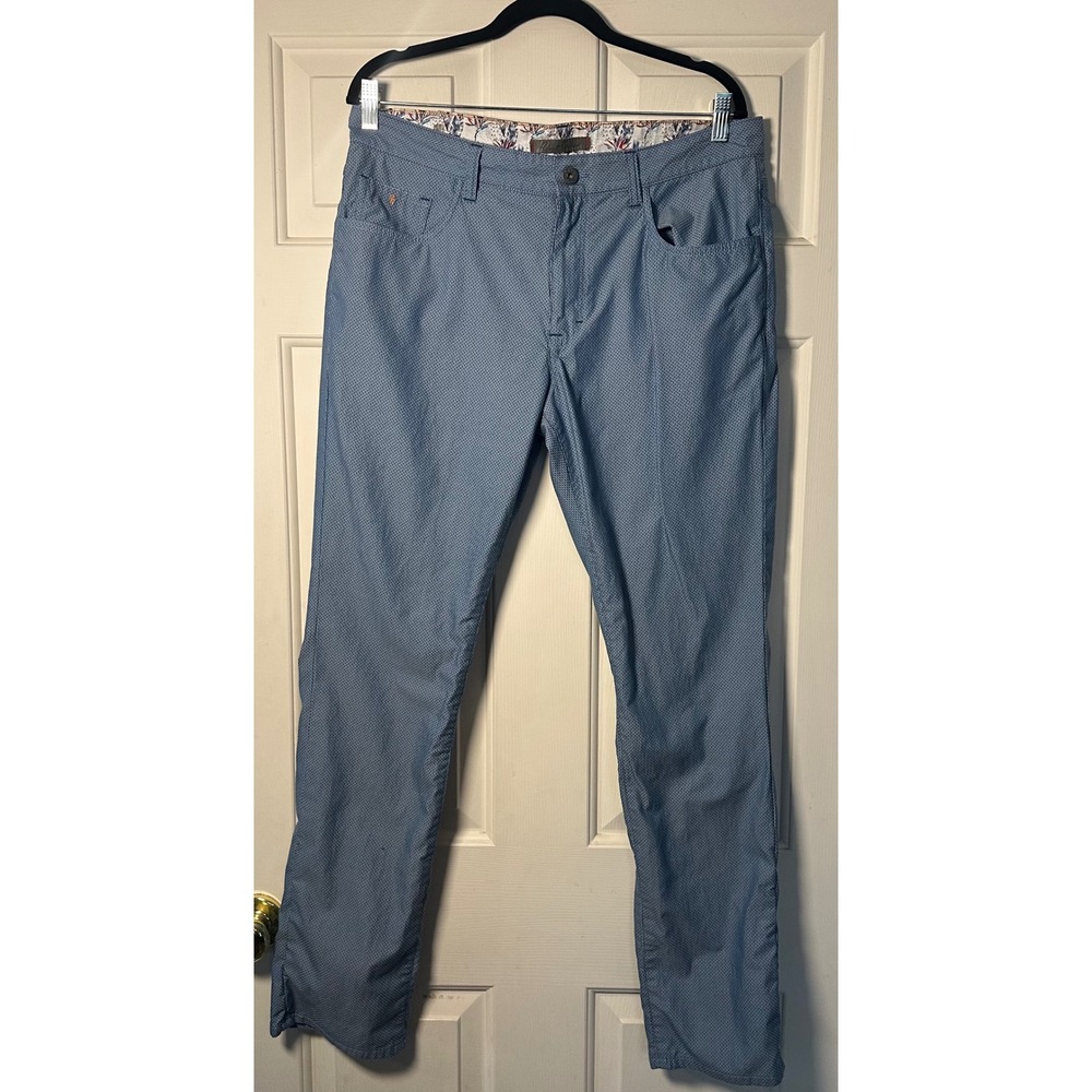 Robert Graham Mens Canario Blue Pattern Straight Leg Chinos Pants Size 33x32 EUC